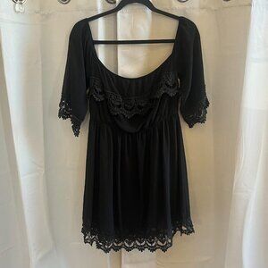 Umgee Dress Medium Black Lace Whimsigoth Witchy Ruffle Goth Romantic USA 16813x
